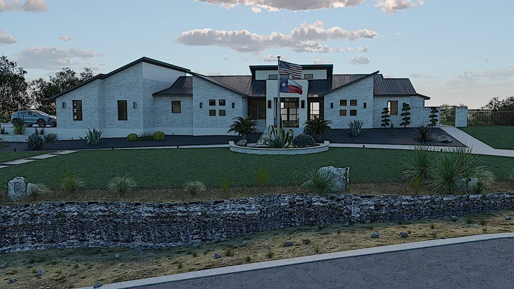 architectural rendering of Custom Home modern hill country burnet texas
