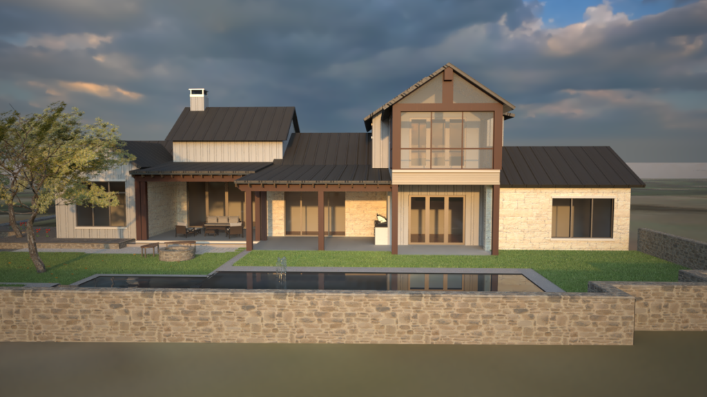 architectural rendering of custom home dripping springs texas