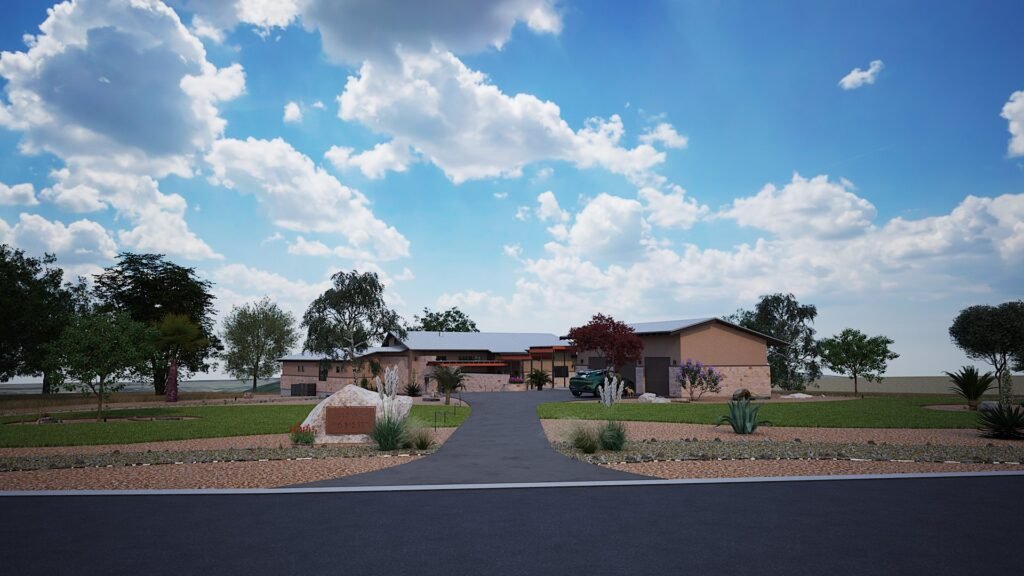 architectural rendering of landscaping and lighting burnet texas native plants