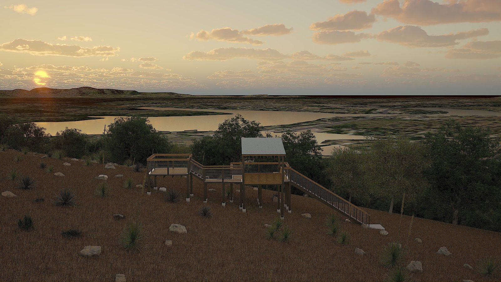 architectural rendering of sunset deck kingsland texas