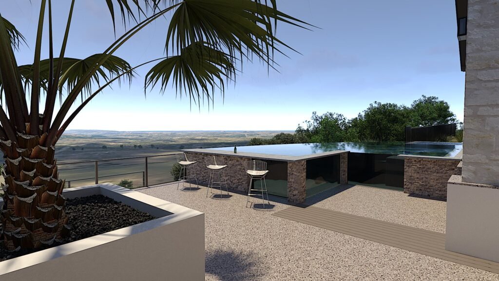 architectural rendering of plexiglass pool walls